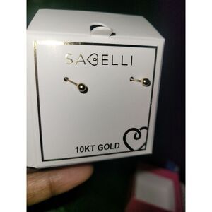 SABELLI Kids 10 Karat Gold Stud Earrings Screw Back  3mm